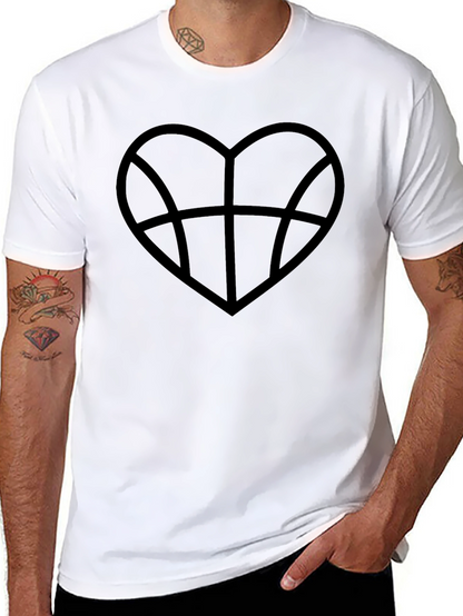 Basketball Heart Graphic Tee - Black Cotton T-Shirt