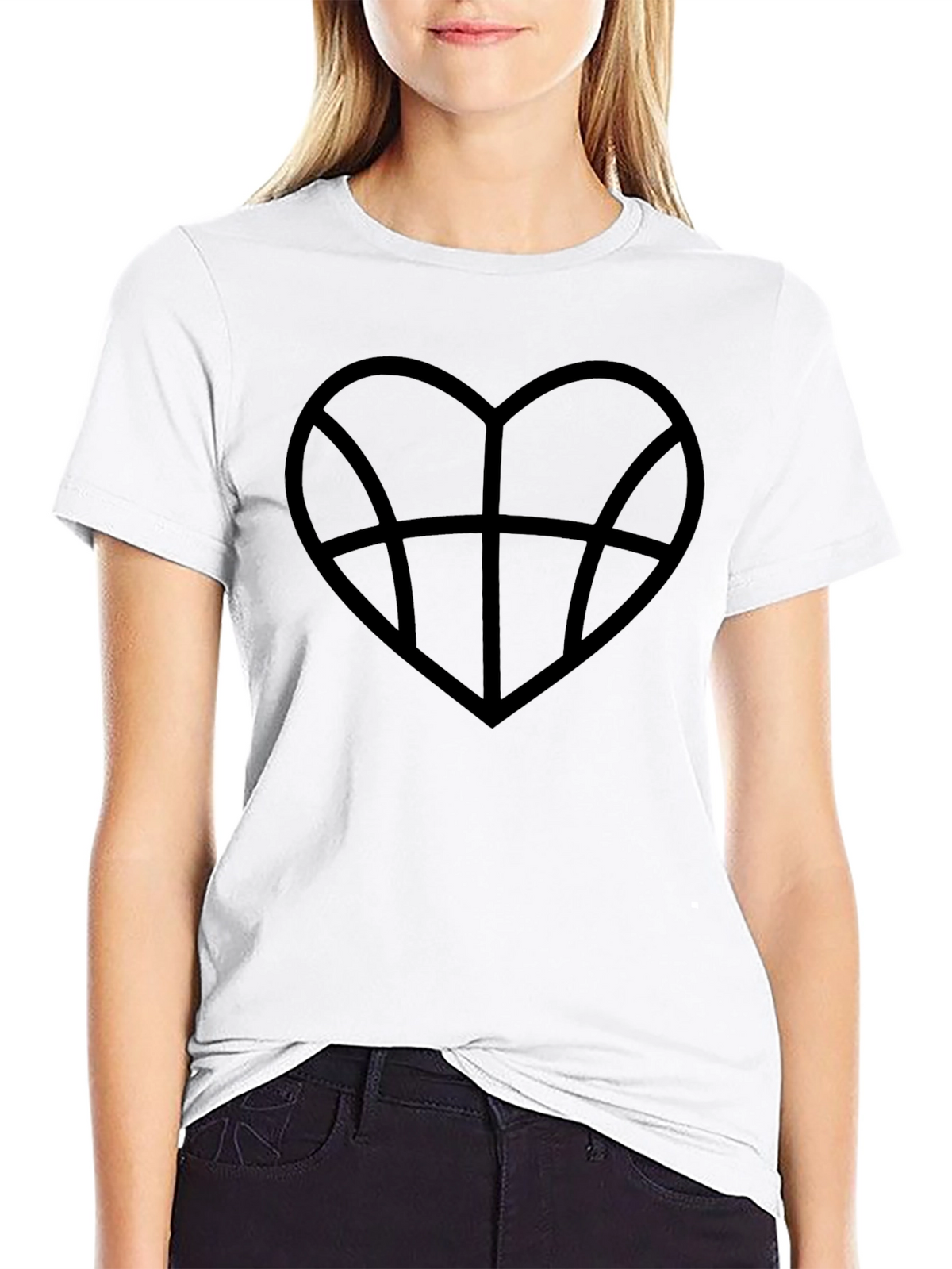 Basketball Heart Graphic Tee - Black Cotton T-Shirt