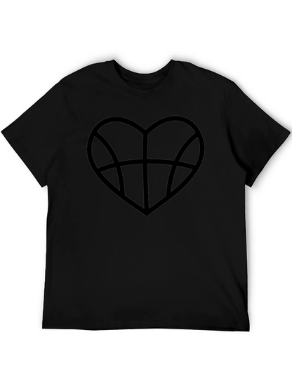 Basketball Heart Graphic Tee - Black Cotton T-Shirt