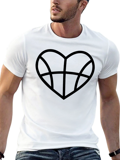 Basketball Heart Graphic Tee - Black Cotton T-Shirt