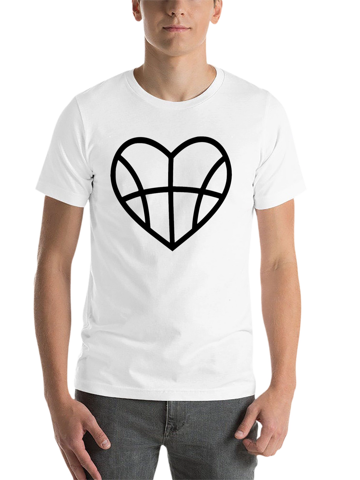 Basketball Heart Graphic Tee - Black Cotton T-Shirt