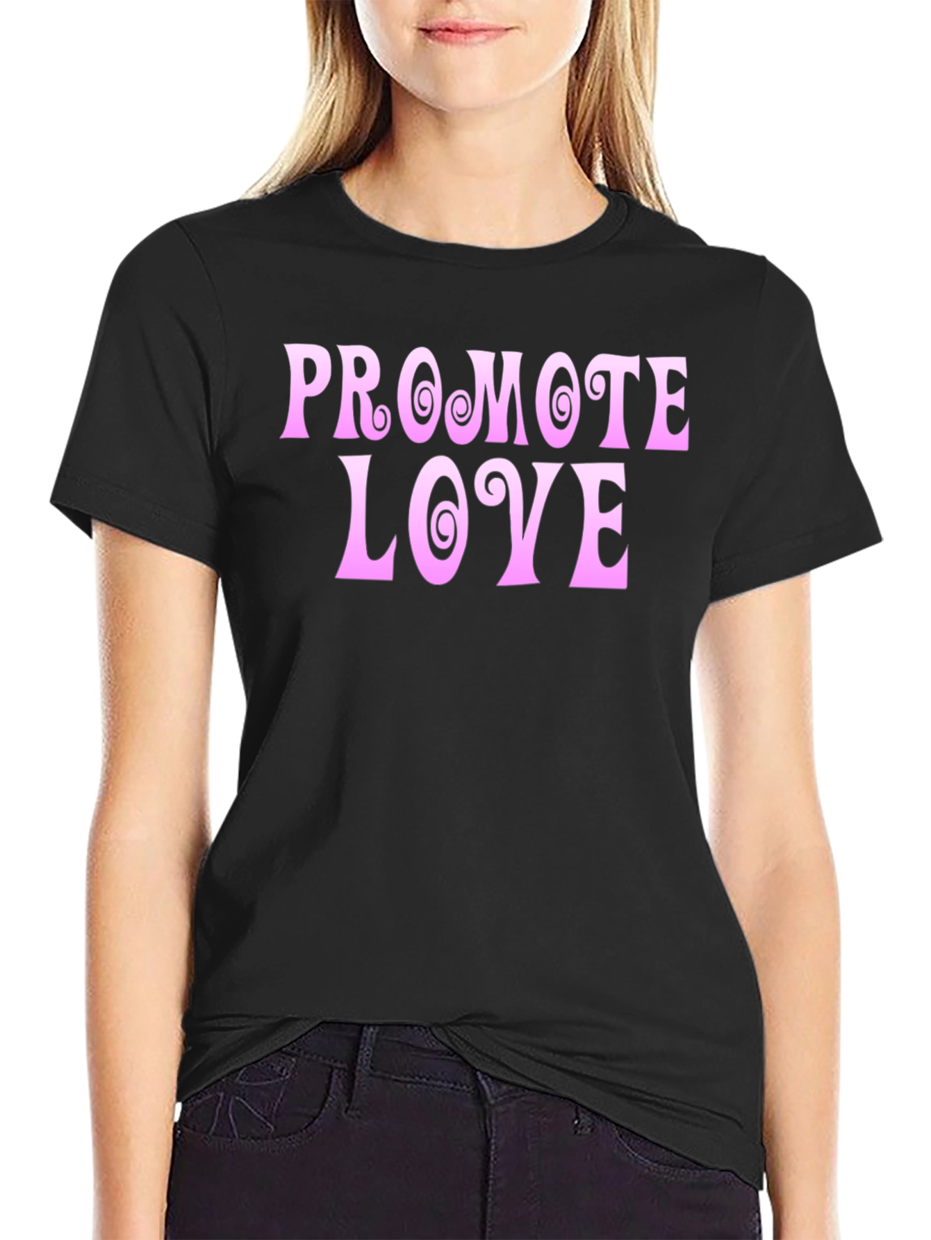 Promote Love Black Graphic T-Shirt