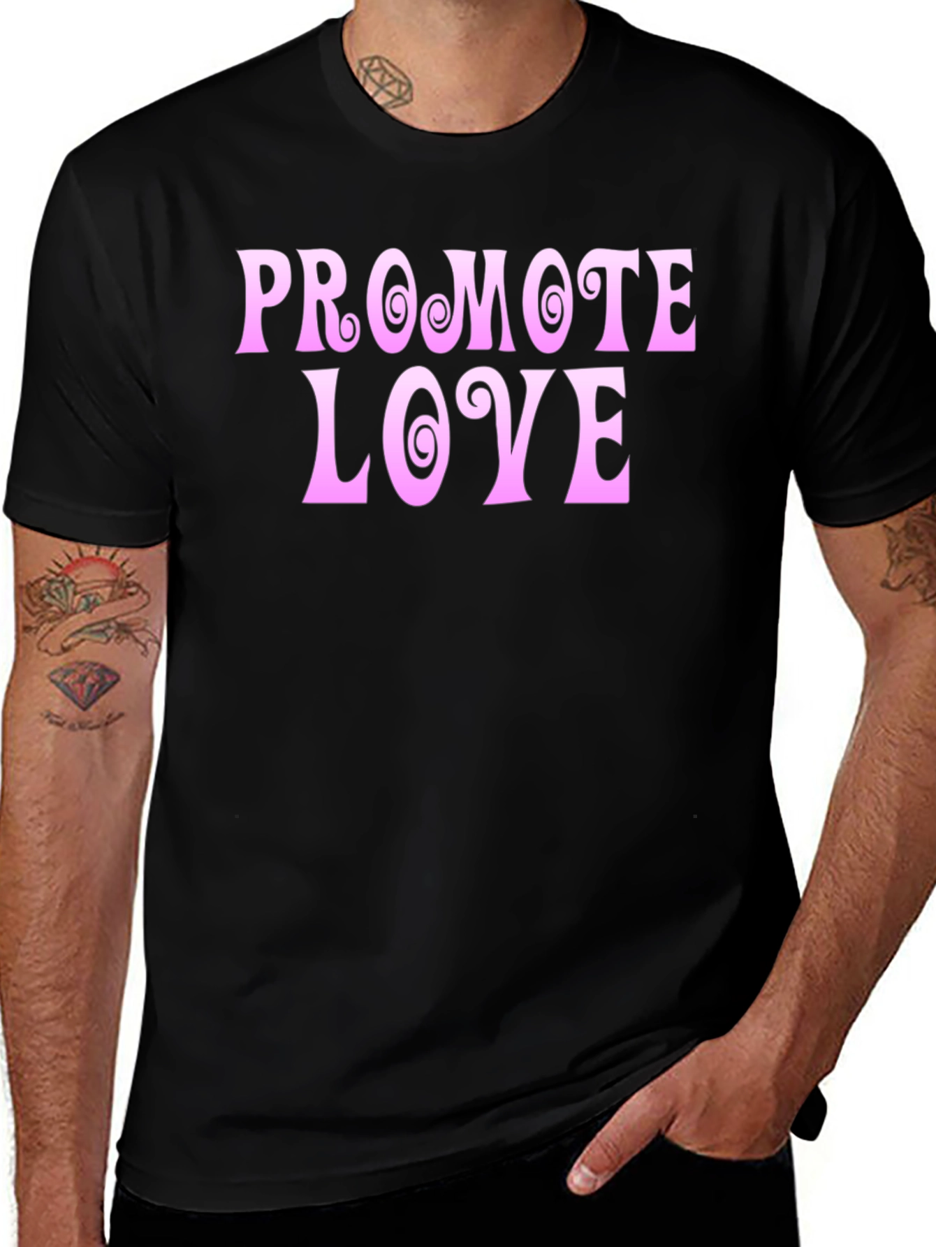 Promote Love Black Graphic T-Shirt
