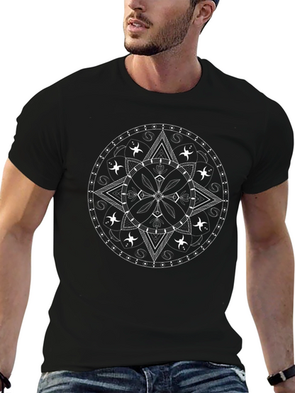 Geometric Mandala Graphic Tee - Stylish Mens Black T-Shirt