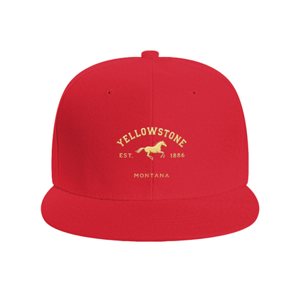 Vintage Yellowstone Horse Logo Blue Flat Brim Western Hat