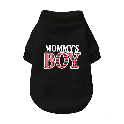 Pink Plaid Mommy's Boy Black Pet Sweater, Eye?Catching Boy Dog Outfit