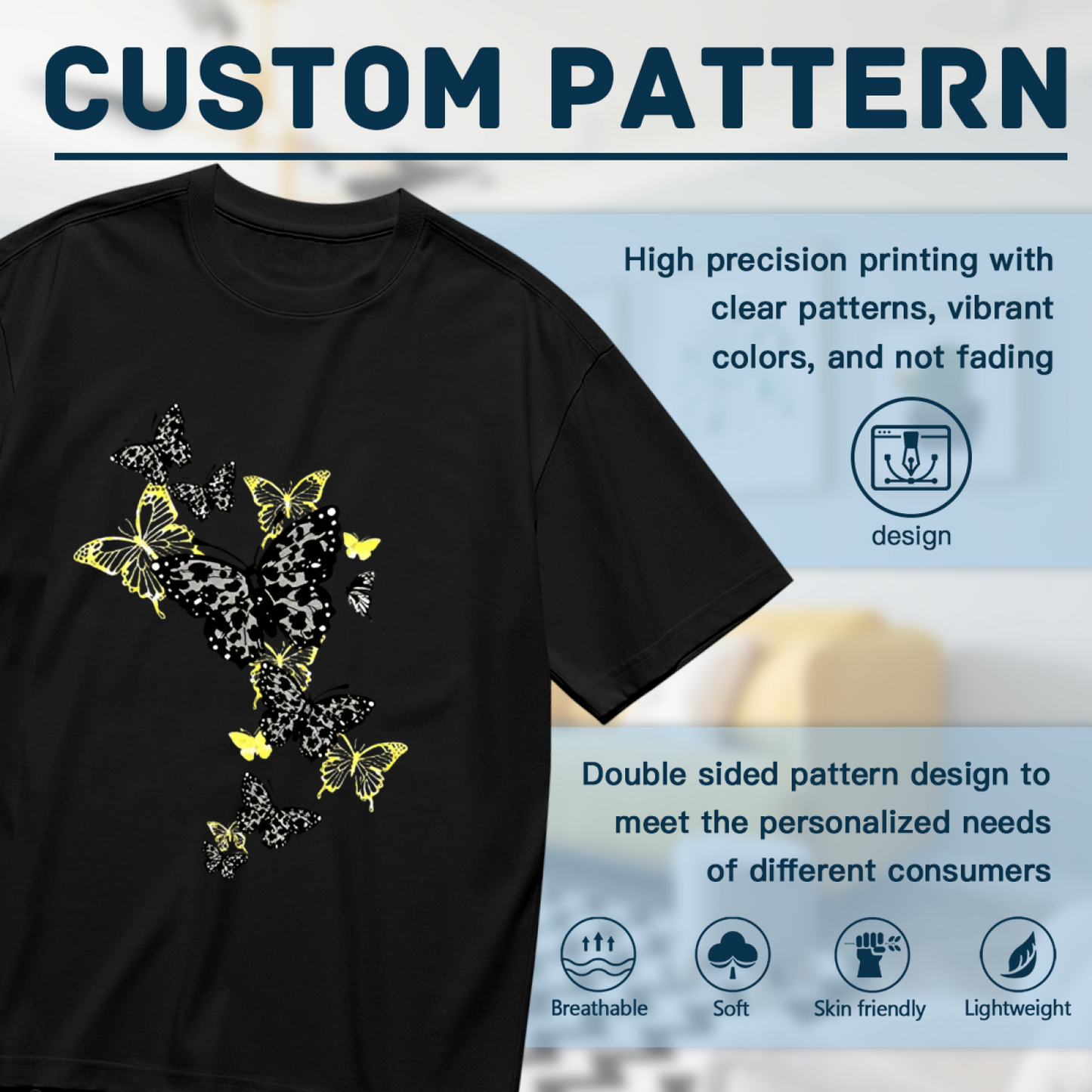 Cool Yellow Leopard Butterfly Cluster Trendy Plus Size Women Printed T-Shirt