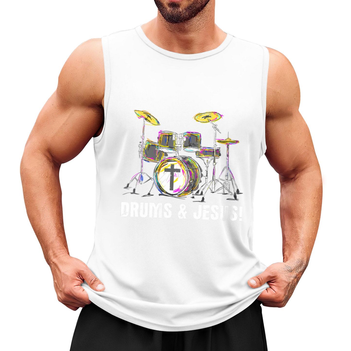 Colorful Drums & Jesus Christian Music Lover Tank