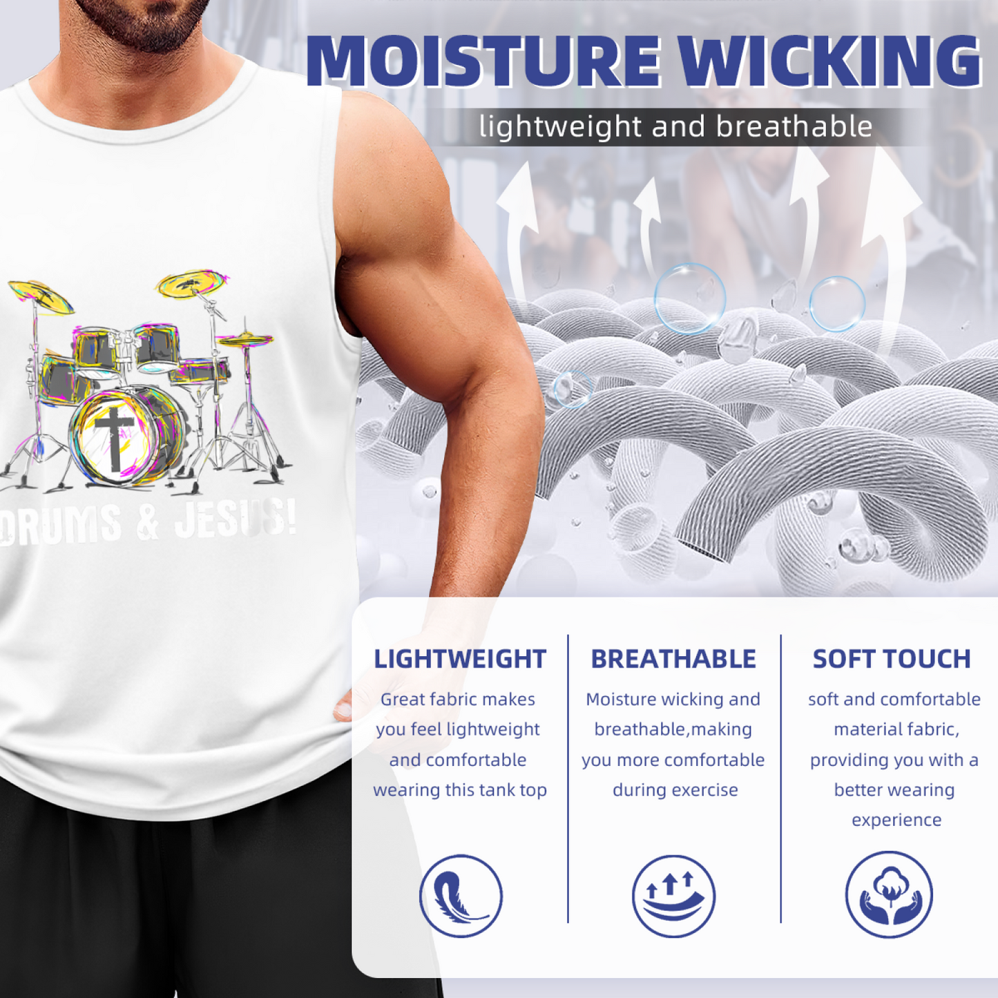 Colorful Drums & Jesus Christian Music Lover Tank