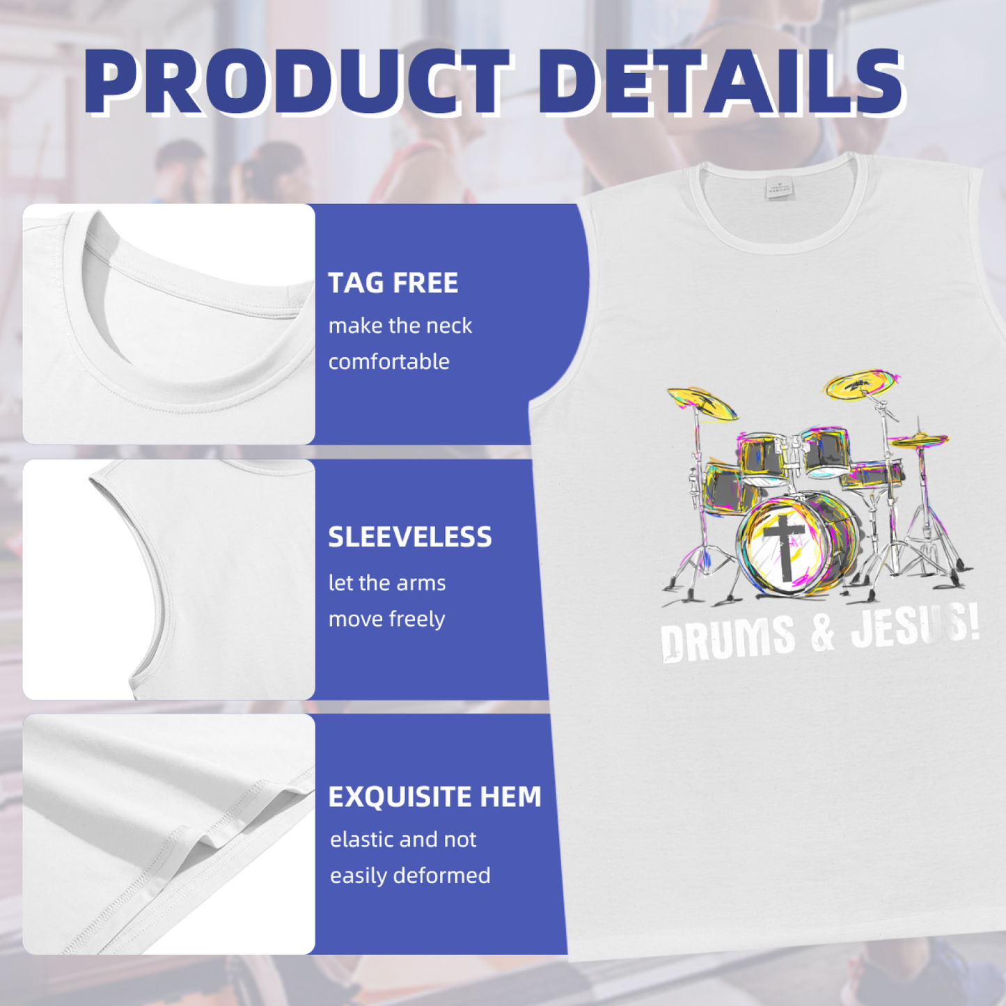 Colorful Drums & Jesus Christian Music Lover Tank