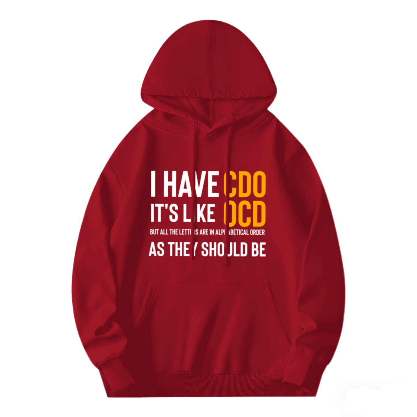 Hilarious CDO OCD Slogan Red Hoodie, Comfort Casual Outfit