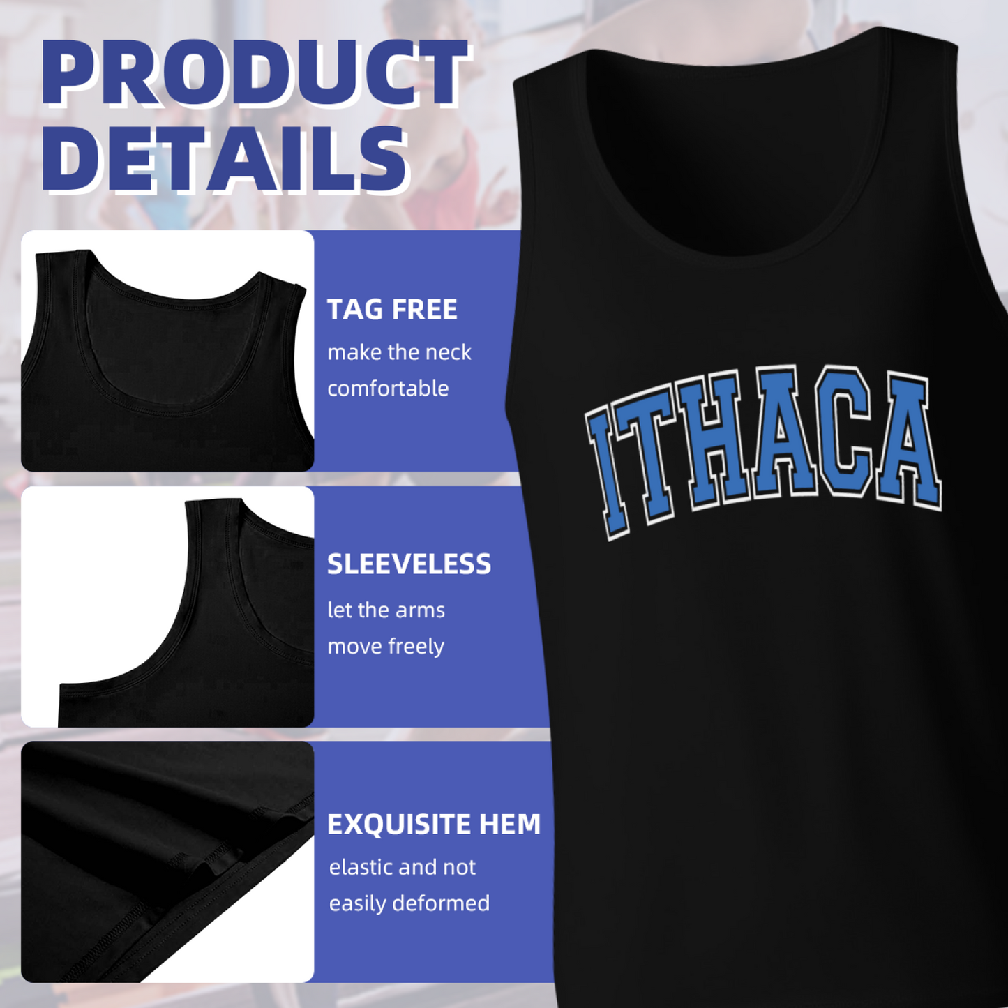 Retro Varsity ITHACA College Pride Sleeveless Tee