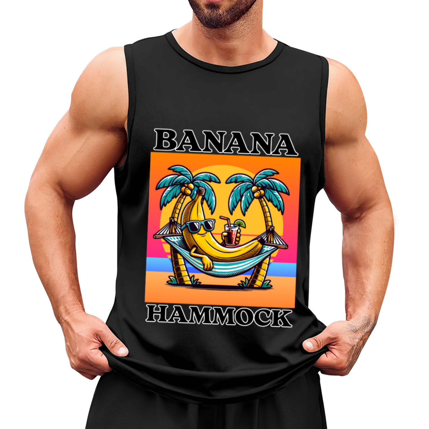 Retro Banana Hammock Tropical Beach Summer Tank Top