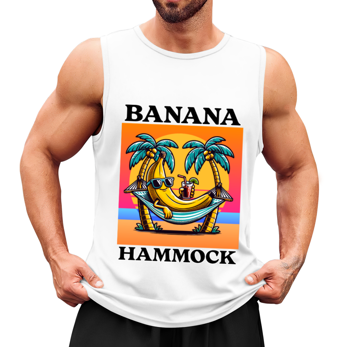 Retro Banana Hammock Tropical Beach Summer Tank Top