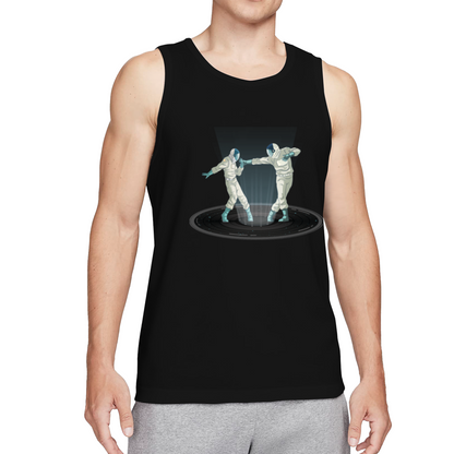 Cool Fencing Duel Retro Sci-Fi Graphic Sleeveless Tee For Men