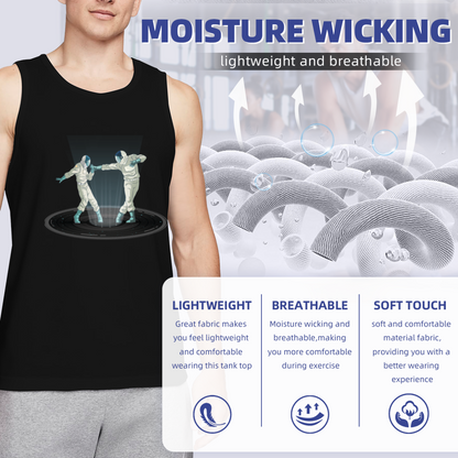 Cool Fencing Duel Retro Sci-Fi Graphic Sleeveless Tee For Men