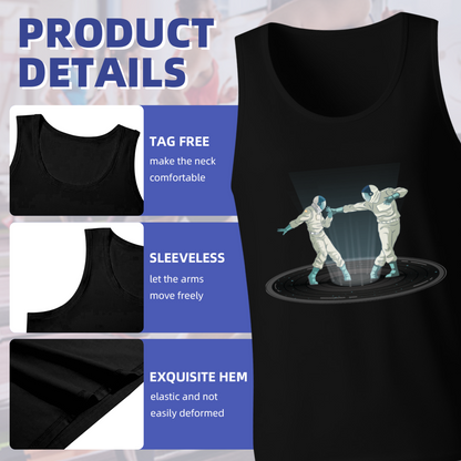Cool Fencing Duel Retro Sci-Fi Graphic Sleeveless Tee For Men