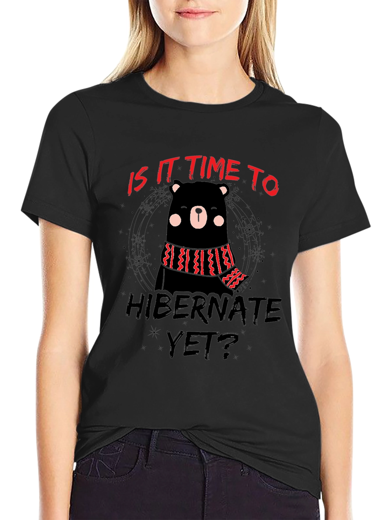 Hibernate Yet? Bear Graphic Black T-Shirt