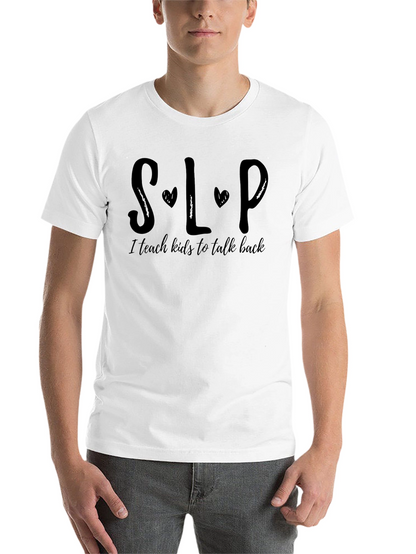 SLP Teach Kids to Talk Back Black T-Shirt