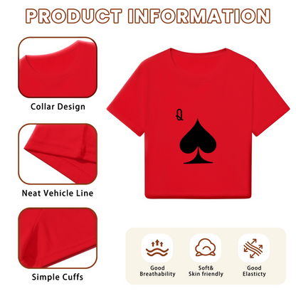 Queen of Spades Retro Poker Red Crop Top