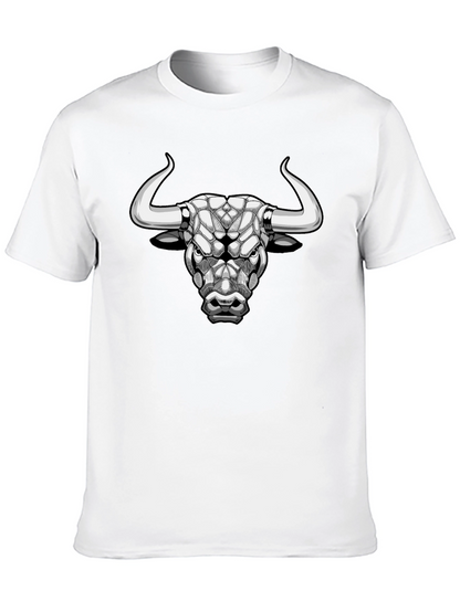 Geometric Bull Graphic Tee - Black