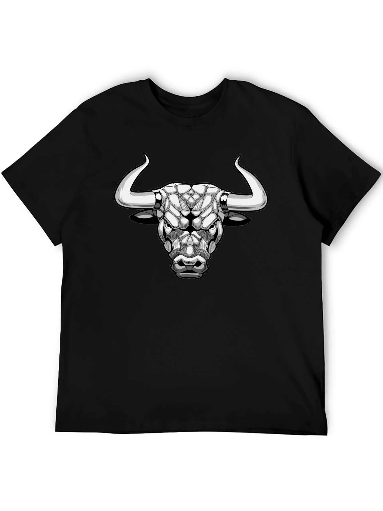 Geometric Bull Graphic Tee - Black