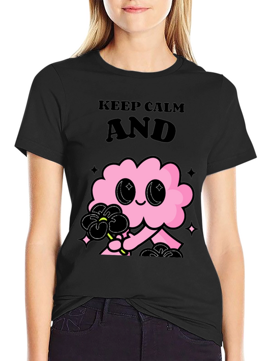 Keep Calm Pink Cloud Graphic Tee - Black Unisex T-Shirt