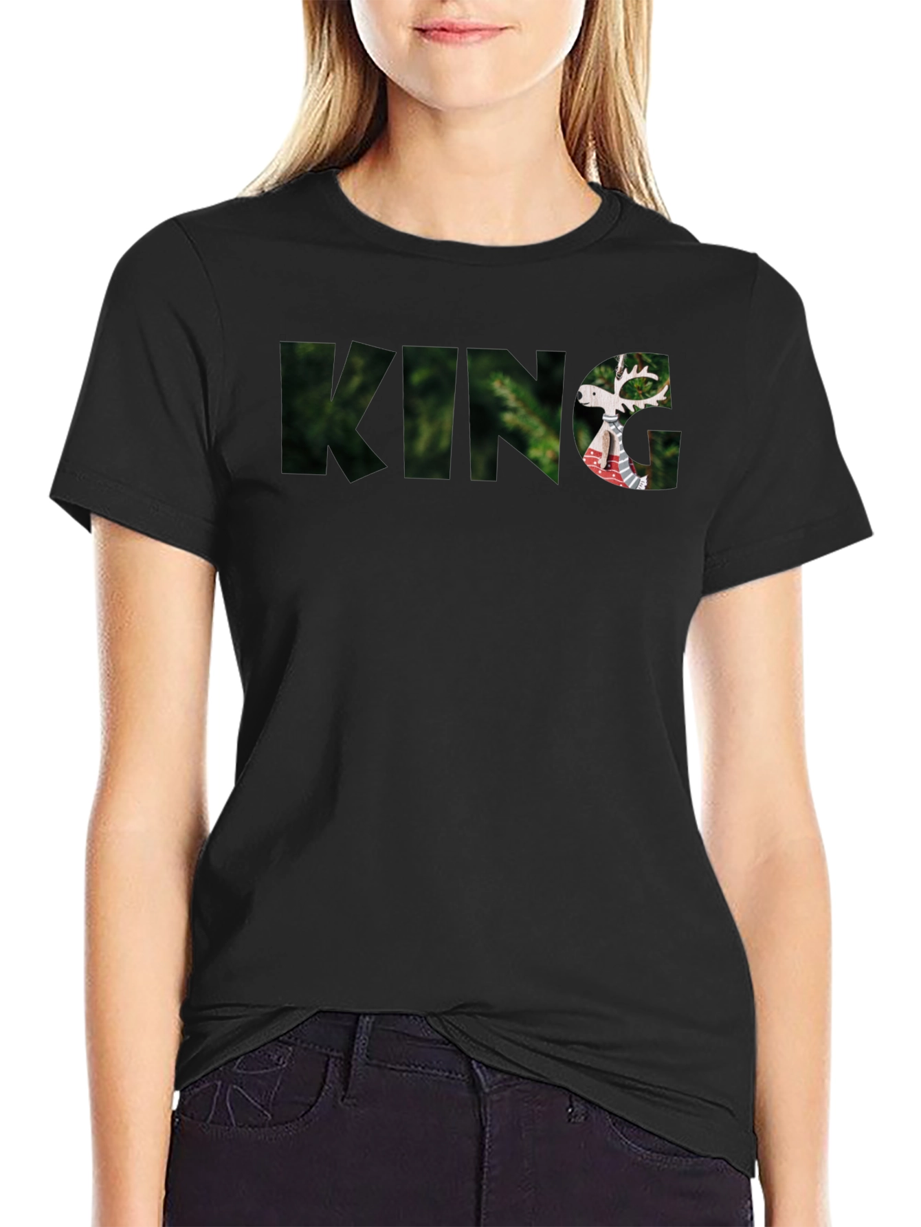 King Deer Graphic Black T-Shirt