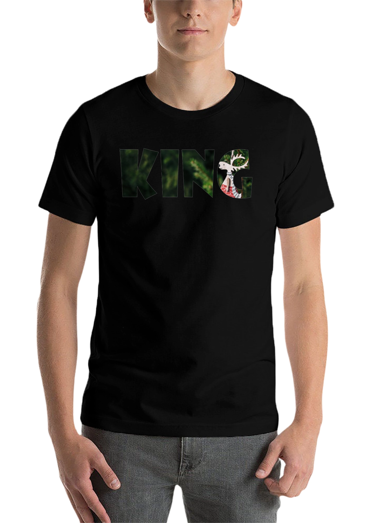 King Deer Graphic Black T-Shirt