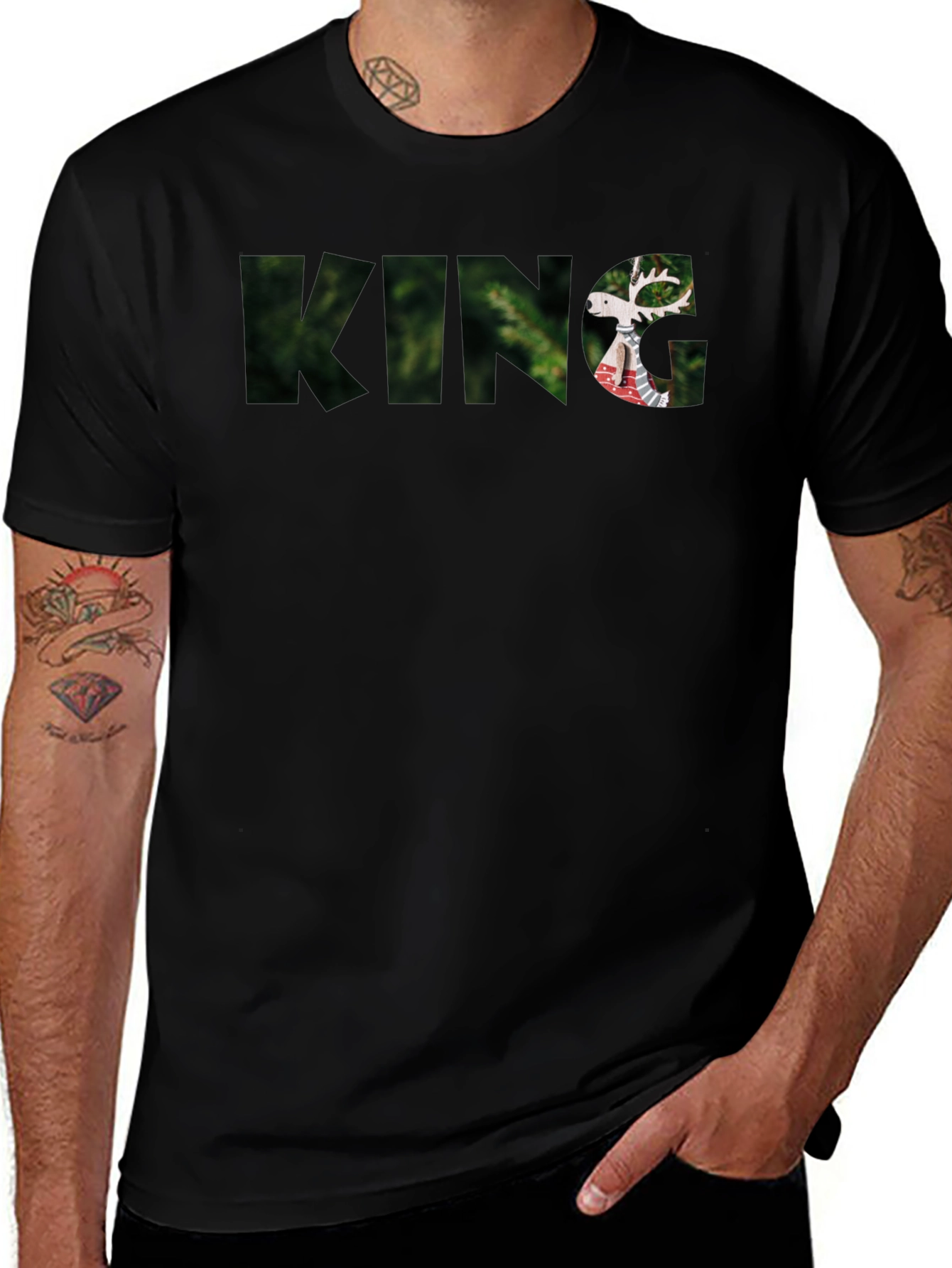 King Deer Graphic Black T-Shirt