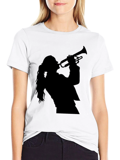Trumpet Player Graphic Tee - Black Cotton