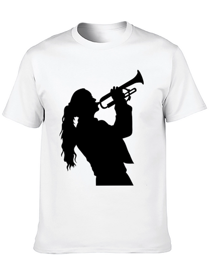 Trumpet Player Graphic Tee - Black Cotton