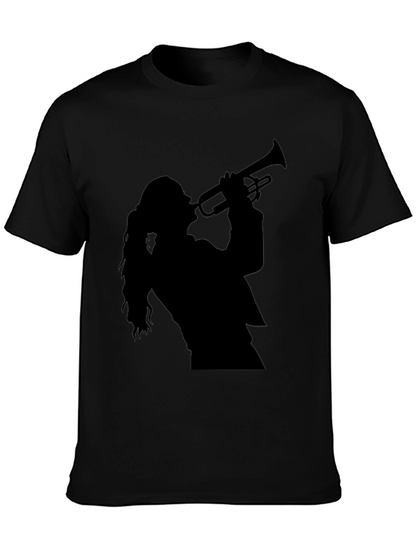 Trumpet Player Graphic Tee - Black Cotton