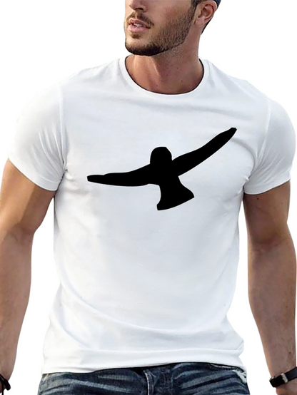 Black T-Shirt with Abstract Bird Graphic