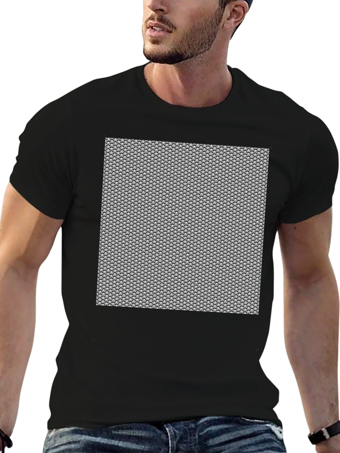 Chainmail Pattern Black T-Shirt