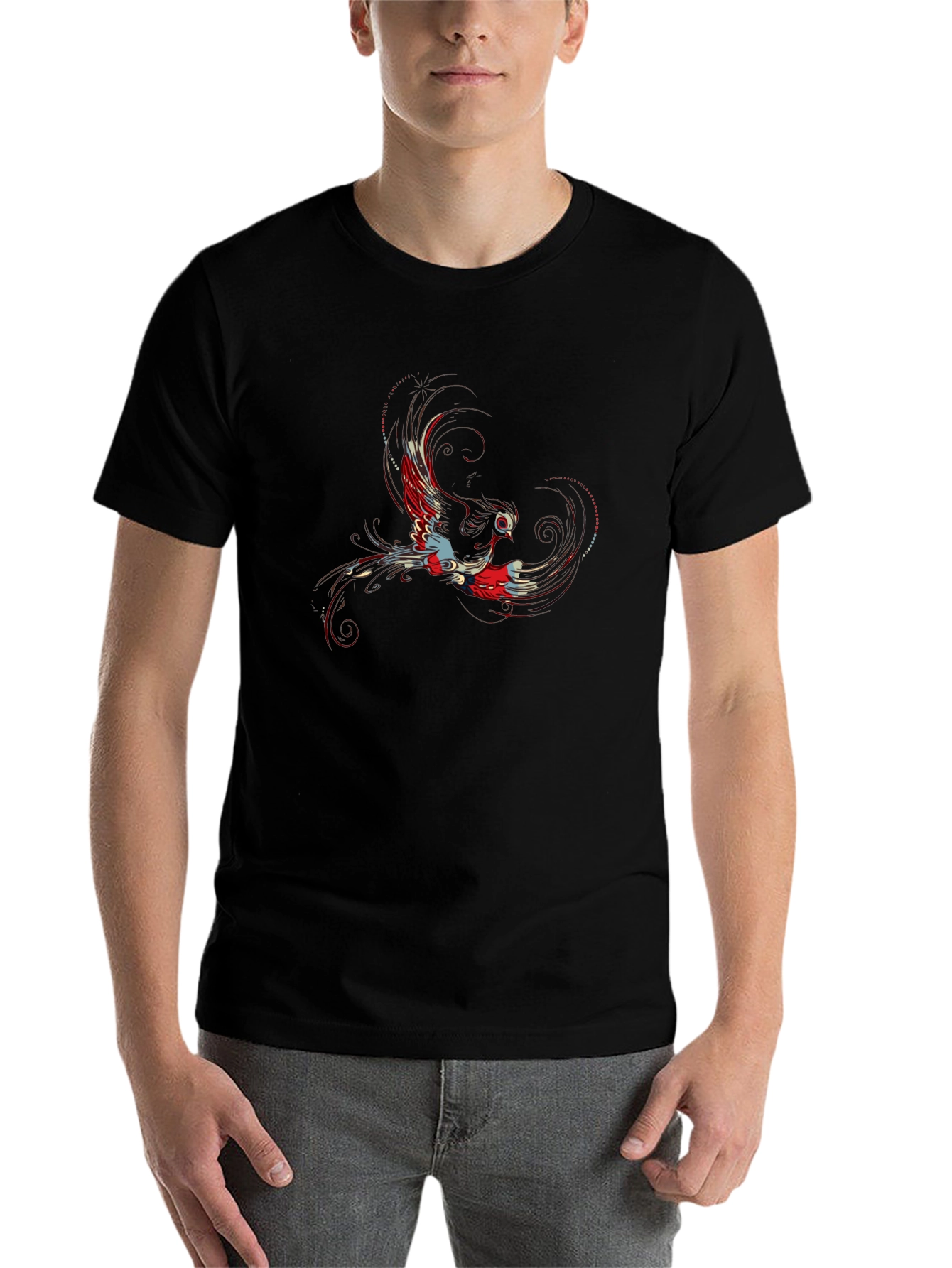 Phoenix Graphic Print Black T-Shirt