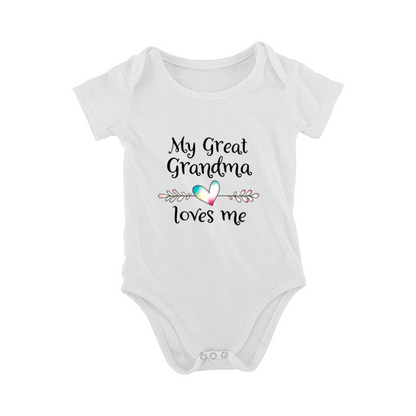 My Great Grandma Loves Me Heart Floral Sweet Baby Onesie