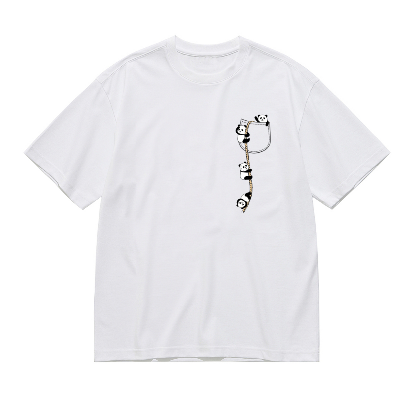 Adorable Pocket Panda Climbing Rope Funny Plus Size Women¡¯s Printed T-Shirt