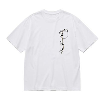 Adorable Pocket Panda Climbing Rope Funny Plus Size Women¡¯s Printed T-Shirt