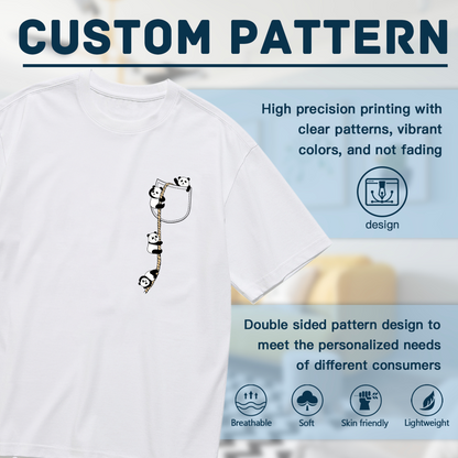 Adorable Pocket Panda Climbing Rope Funny Plus Size Women¡¯s Printed T-Shirt