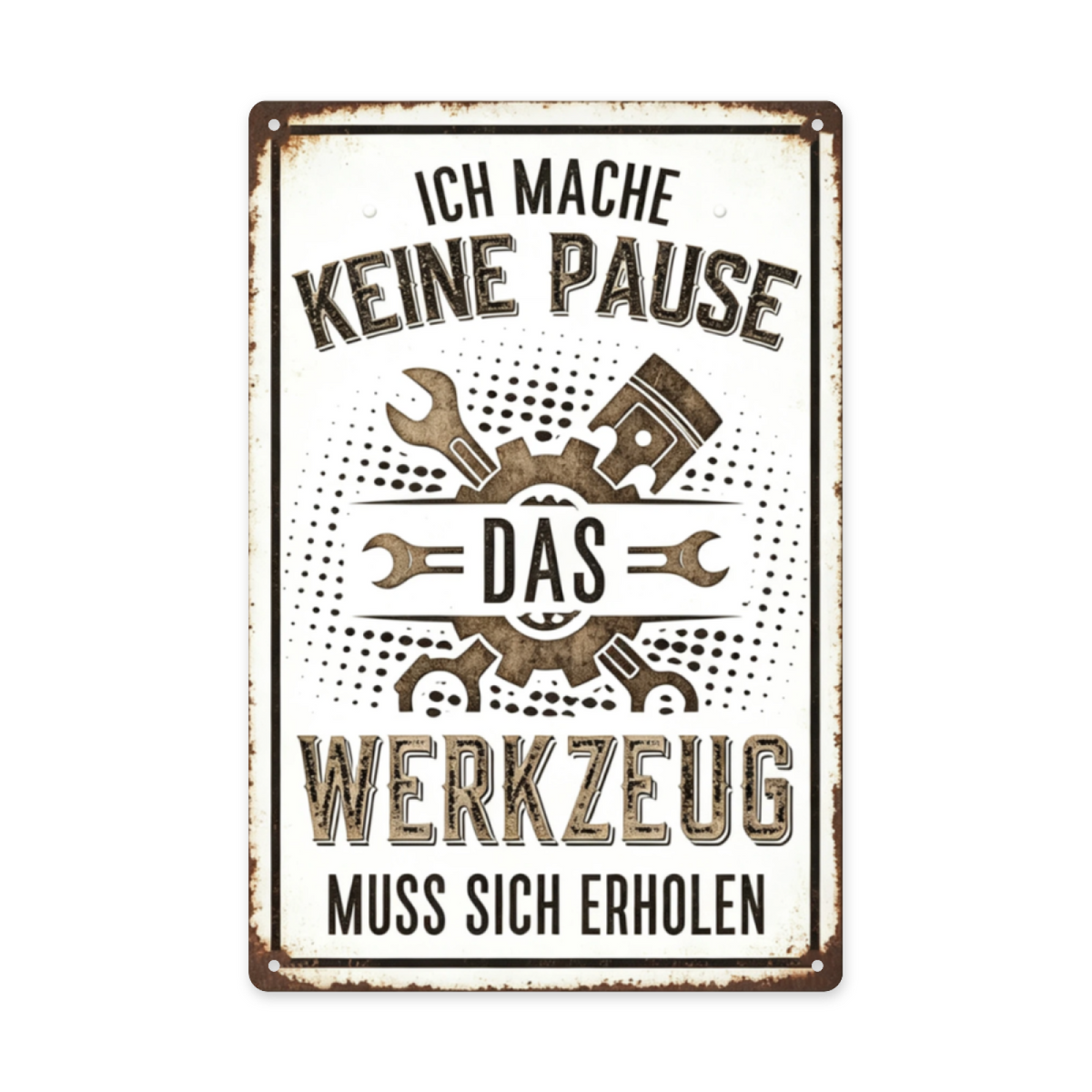 Black Background Mechanic Workshop Vintage Rust Tin Sign