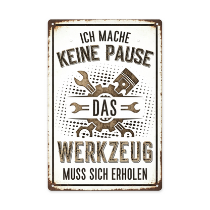Black Background Mechanic Workshop Vintage Rust Tin Sign