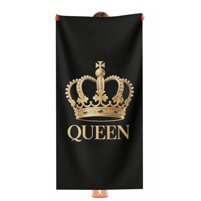 Golden Crown QUEEN Stylish Beach Towel, Super Soft, Absorbent and Skin-Friendly for Summer Vacation