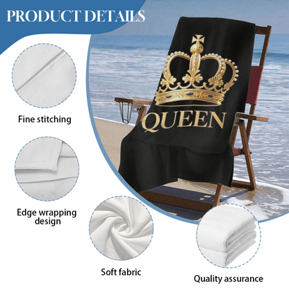 Golden Crown QUEEN Stylish Beach Towel, Super Soft, Absorbent and Skin-Friendly for Summer Vacation