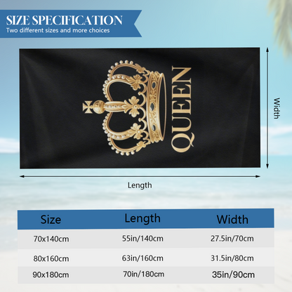Golden Crown QUEEN Stylish Beach Towel, Super Soft, Absorbent and Skin-Friendly for Summer Vacation