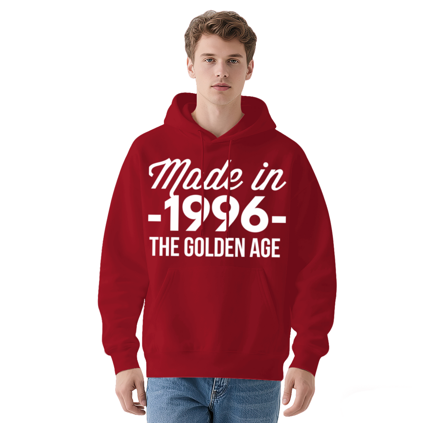 Born In 1996 Golden Age Birthday Hoodie, Unisex Cozy Vintage Black Pullover Hoodie