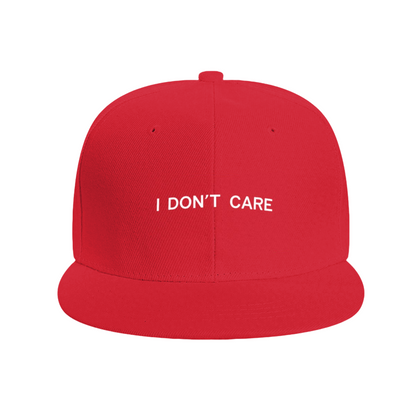 I DON¡¯T CARE Slogan Minimal Letter Print Flat Brim Sun Hat, Cool Attitude Daily Hip Hop Cap