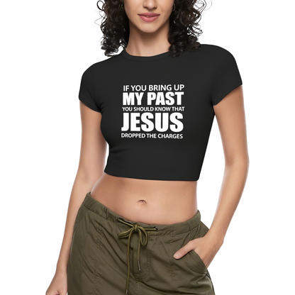 Jesus Dropped The Charges Faith Statement Hot Pink Crop Top