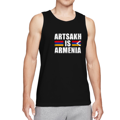Distressed Artsakh Is Armenia Dual Flag Patriotic Men Tank Top