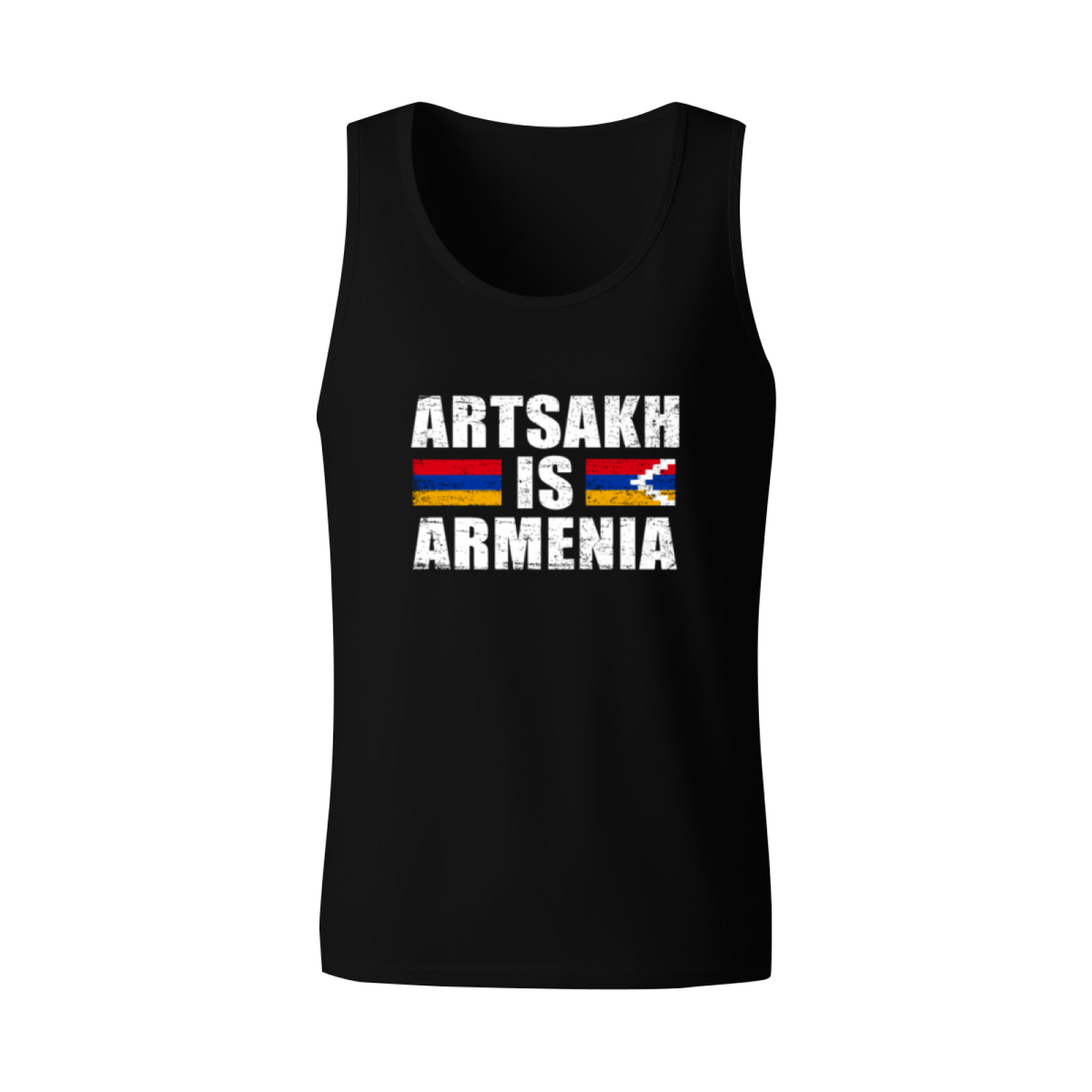 Distressed Artsakh Is Armenia Dual Flag Patriotic Men Tank Top